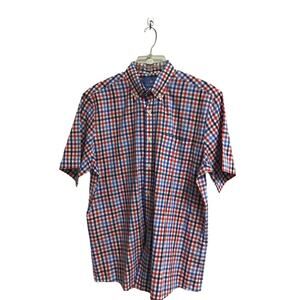 Saddlebred Plaid Button Down Short Sleeve Shirt Men's Size‎ Large